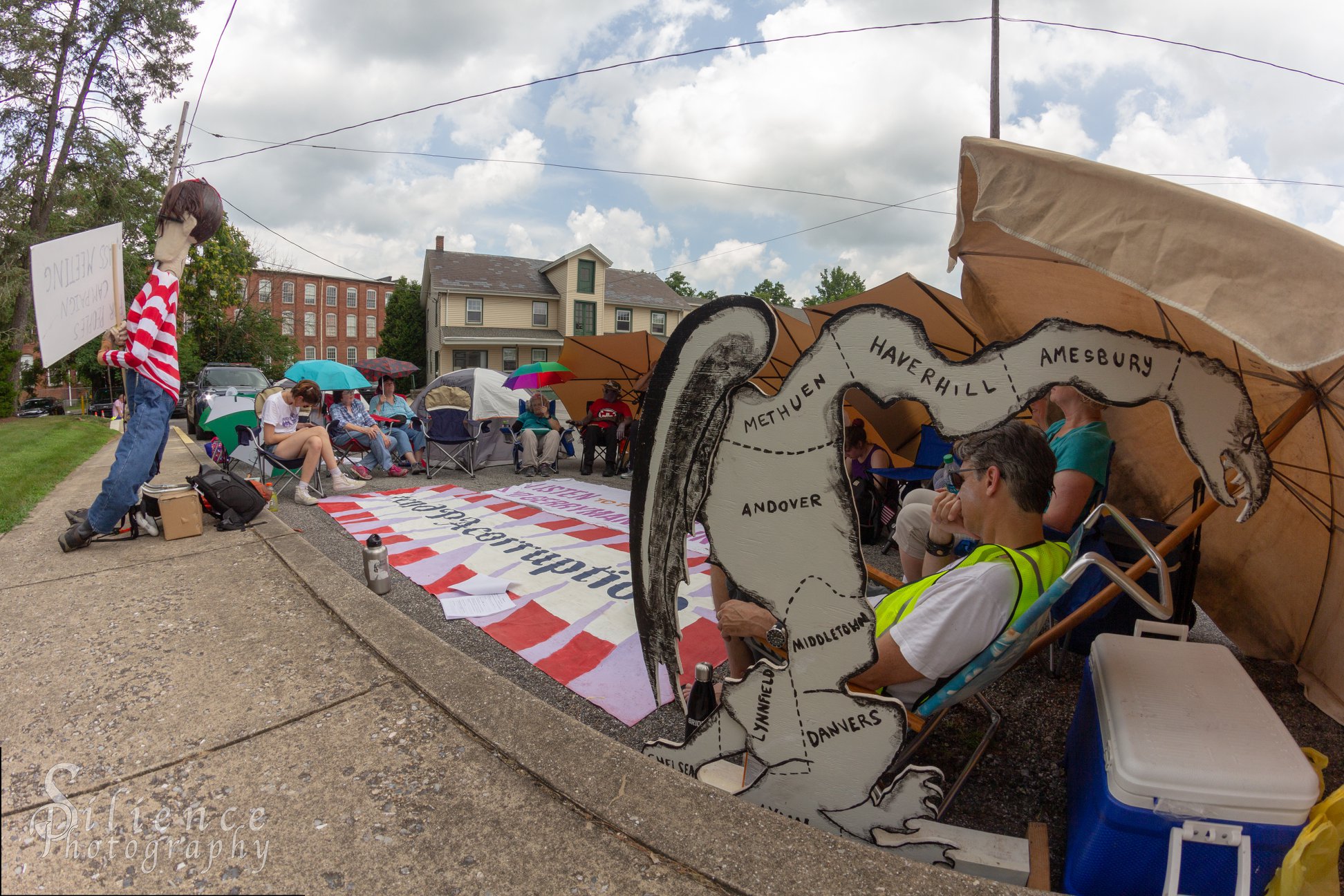 Protestors outside of the home of Governor Wolf on Thursday, July 5. Photo credit: Michael Hodgson